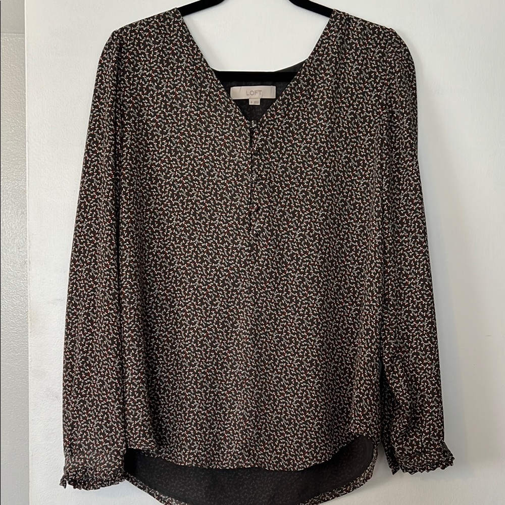 LOFT Women's Black Floral Top